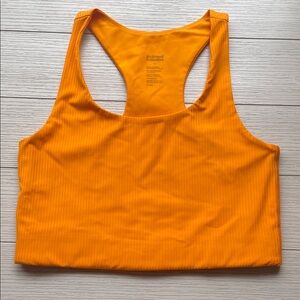 girlfriend collective Orange Ribbed Racerback Crop Sports Bra